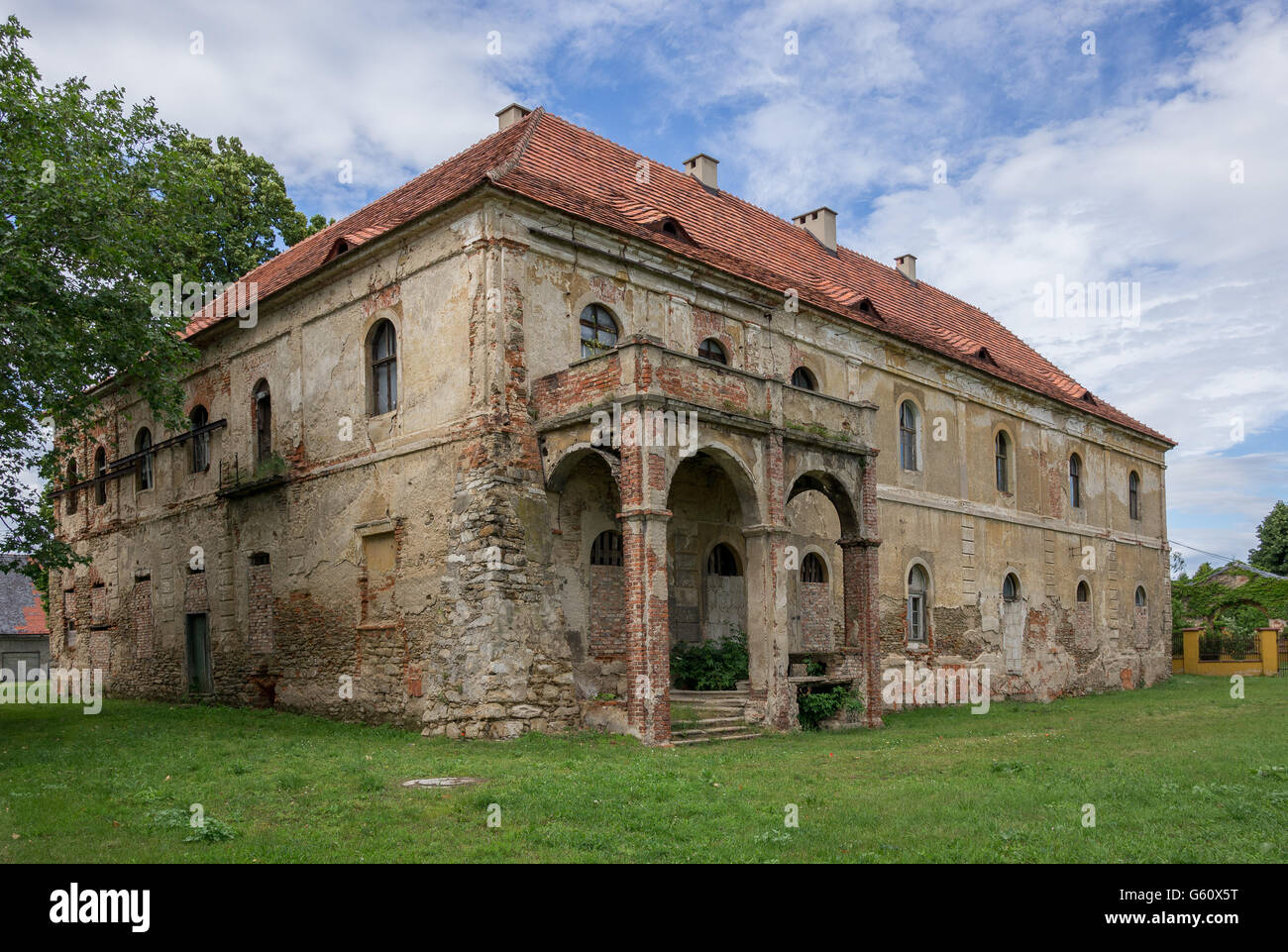 Abandoned manor Wierzbna Lower Silesia Poland Stock Photo