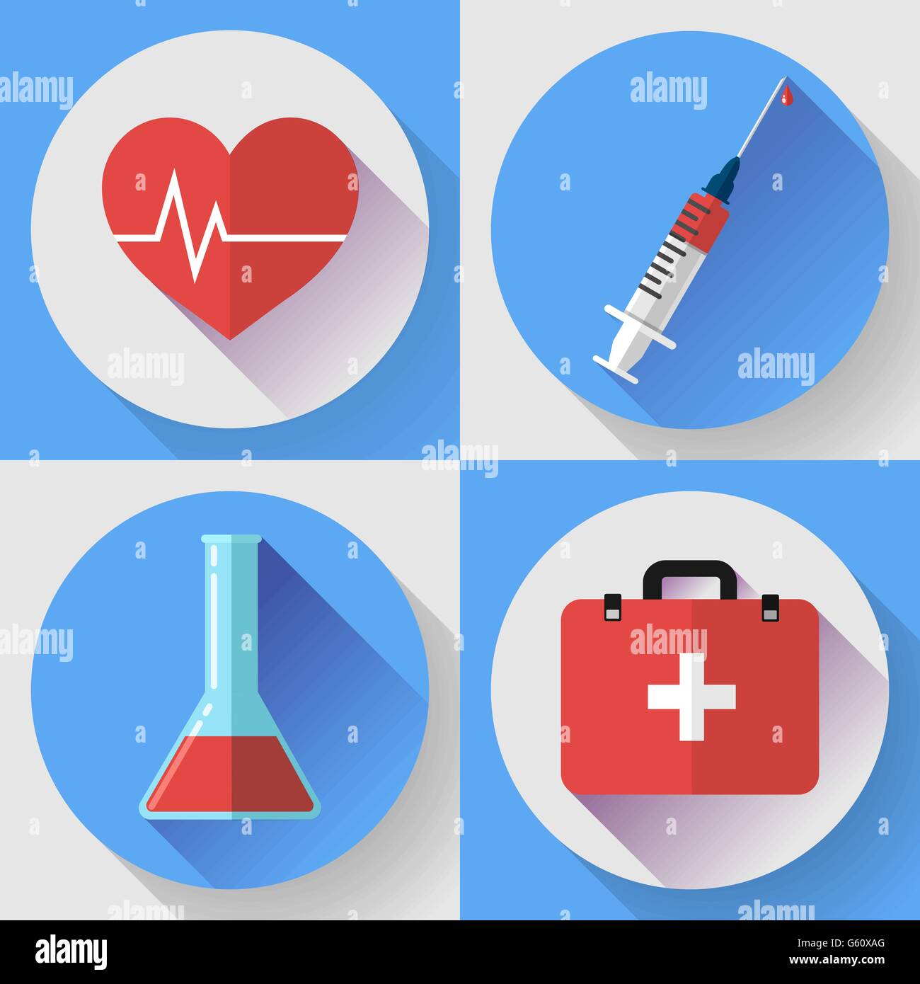 Trendy medical icons with shadow. Flat design style Stock Vector Image ...