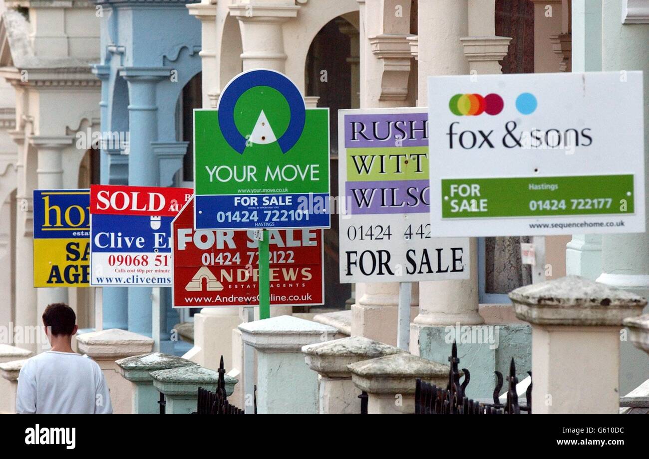 Property for sale signs in Hastings Stock Photo Alamy