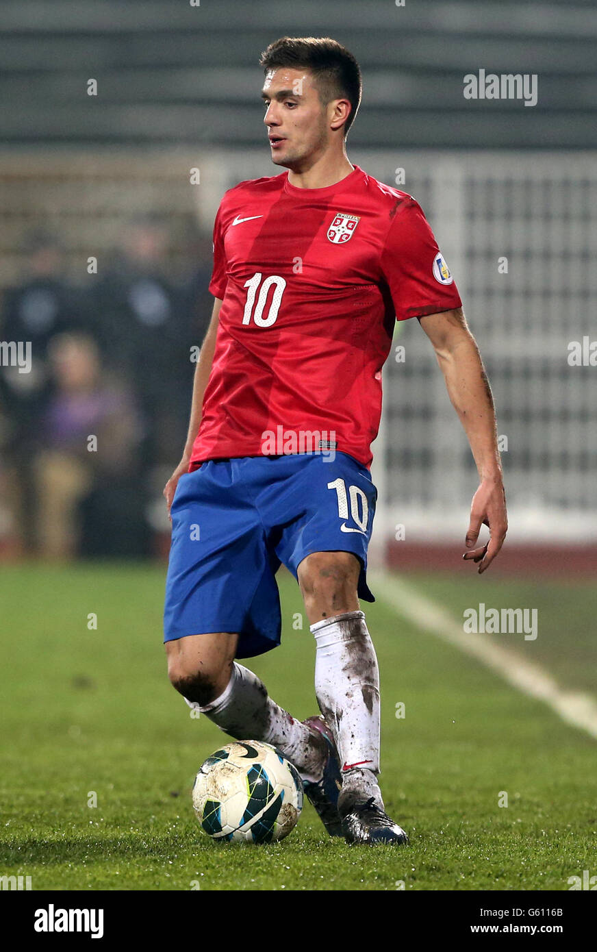 Soccer - 2014 World Cup Qualifier - Group A - Serbia v Scotland - Karadorde Stadium. Serbia's Dusan Tadic Stock Photo