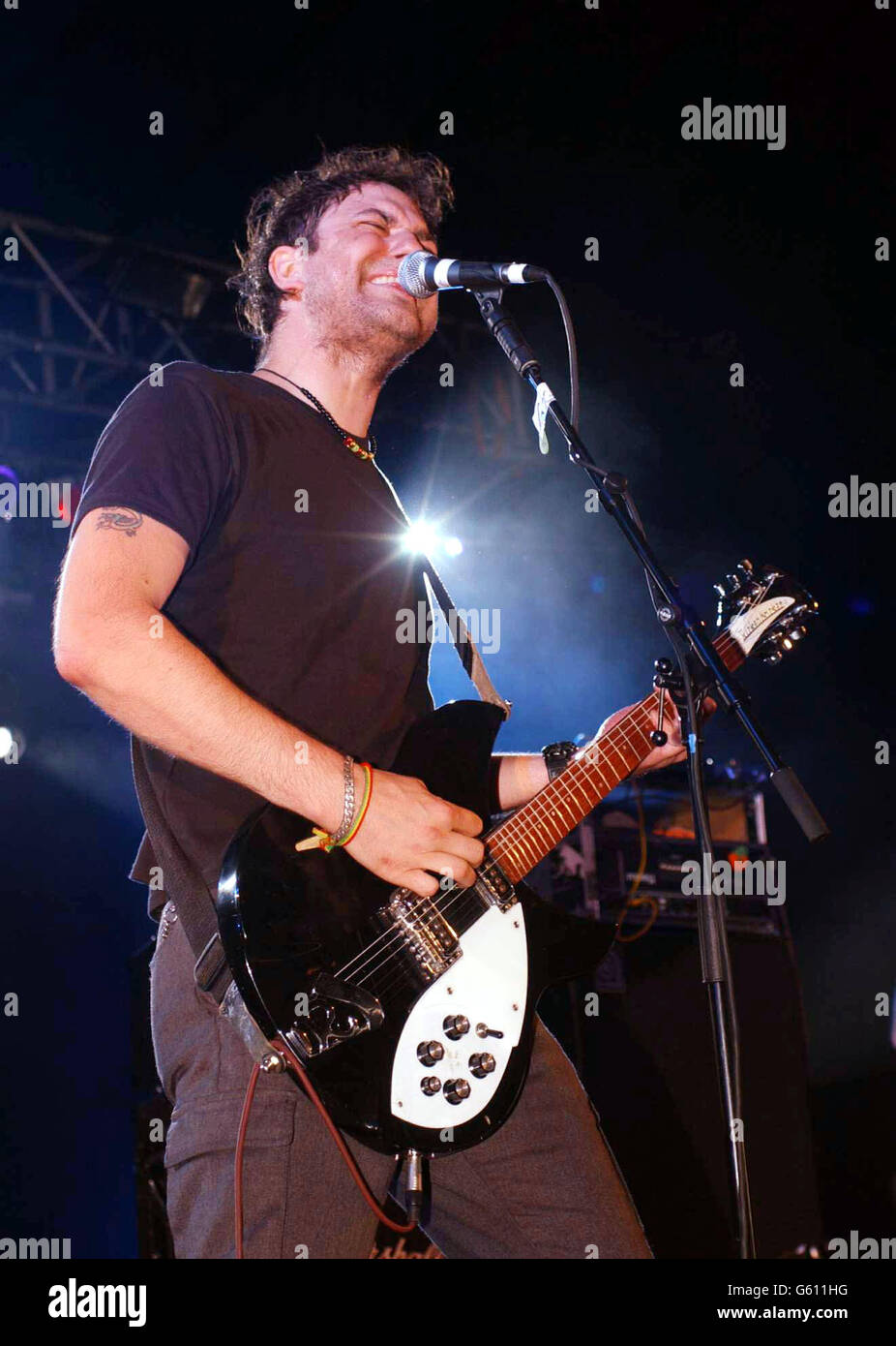Chris Olley lead singer of the band Six By Seven performing on the ...