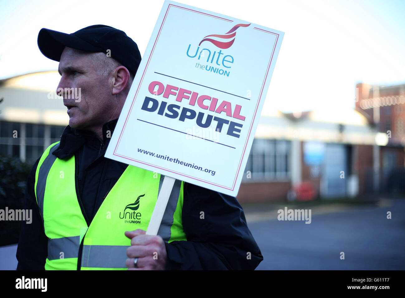 The picket line outside the Leeds offices of the Ambulance Service NHS
