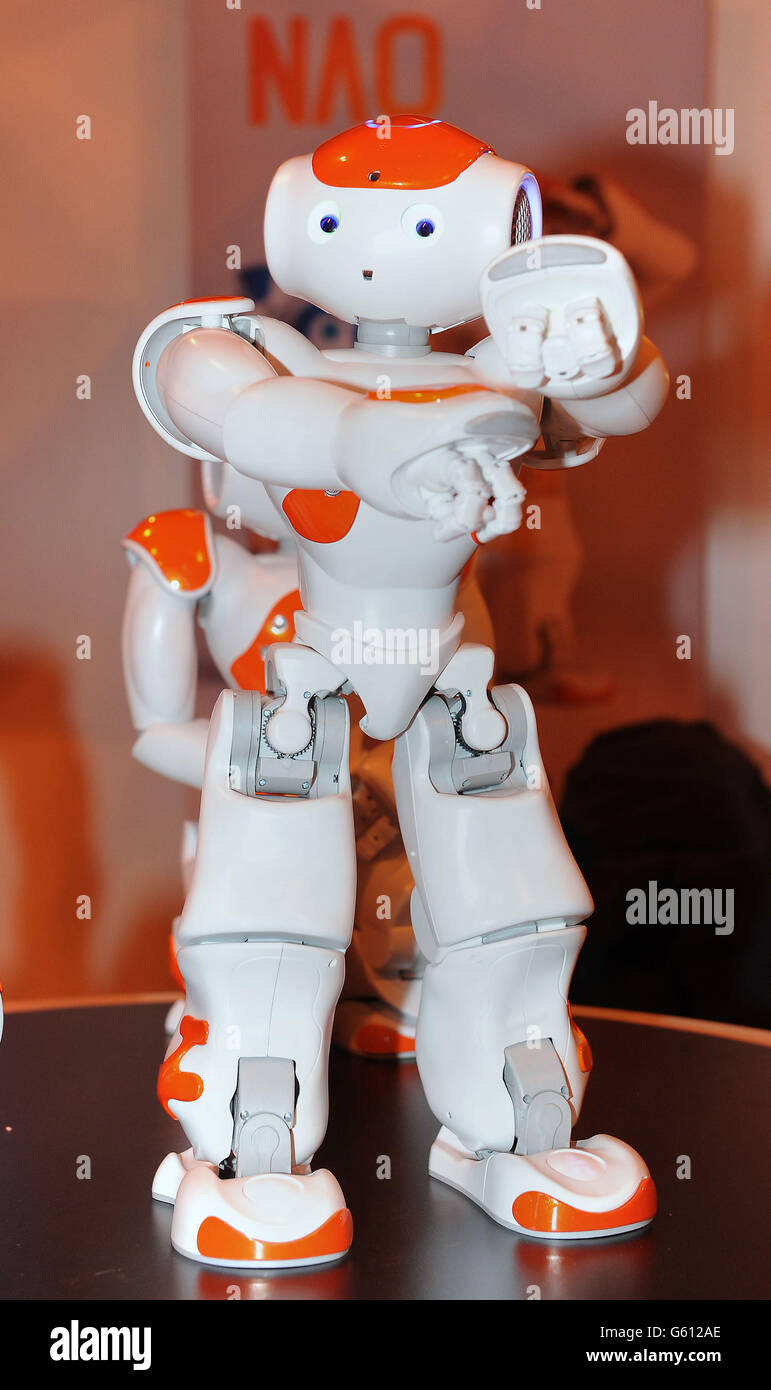 NAO Robots dance Gangnam Style at the Gadget Show Live 2013 at the NEC,  Birmingham Stock Photo - Alamy