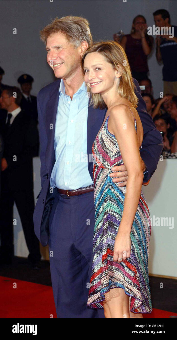 Actor Harrison Ford and his girlfriend Calista Flockhart arrive at the premiere of his new film K-19:The Widowmaker at the 59th the Venice Film Festival at the Venice Lido. Stock Photo