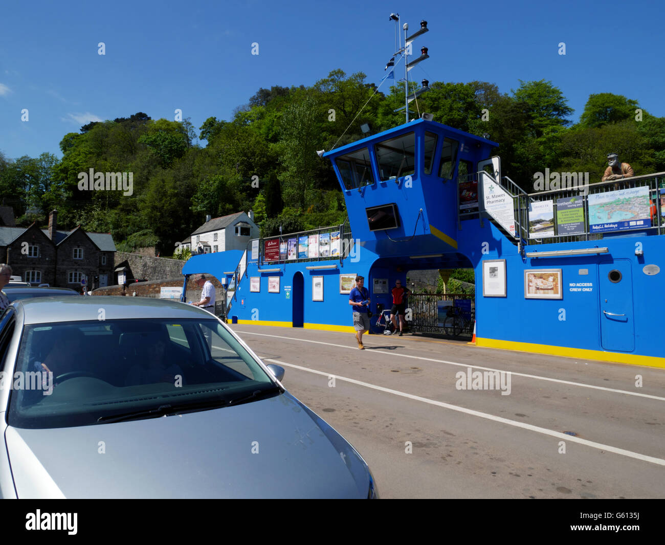 A car on the King Harry ferry before the River Fal between Feock and