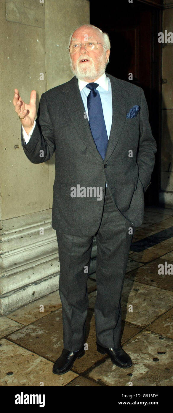 Lord Richard Attenborough arrives at St Martin-In-The-Fields in central London for the memorial service for actor John Thaw. Around 800 people gathered to remember the actor most famous for playing Inspector Morse, who died last year. Stock Photo
