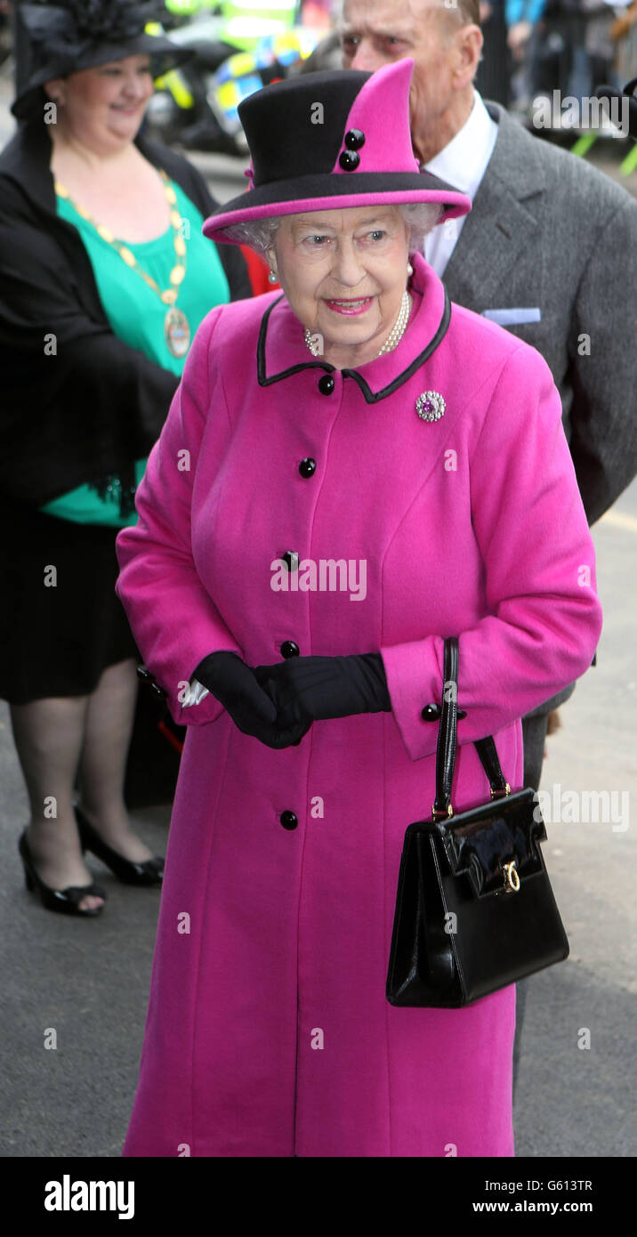 Queen Elizabeth II arrives at the Britwell Community Centre in Slough