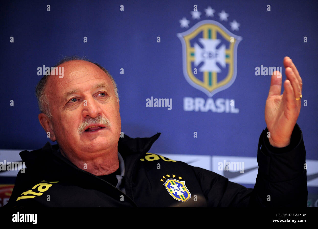 Brazil's Coach Luiz Felipe Scolari during the press conference at Stamford Bridge. Stock Photo