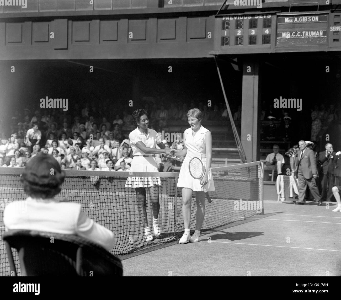 Tennis - Wightman Cup - Christine Truman v Althea Gibson - Wimbledon Stock Photo