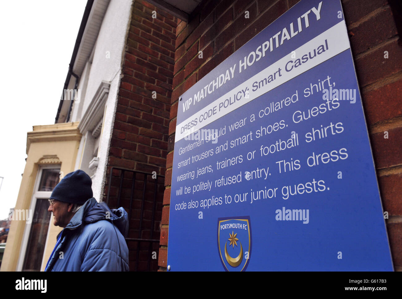 VIP match day hospitality dress code rules at Fratton Park Stock Photo -  Alamy