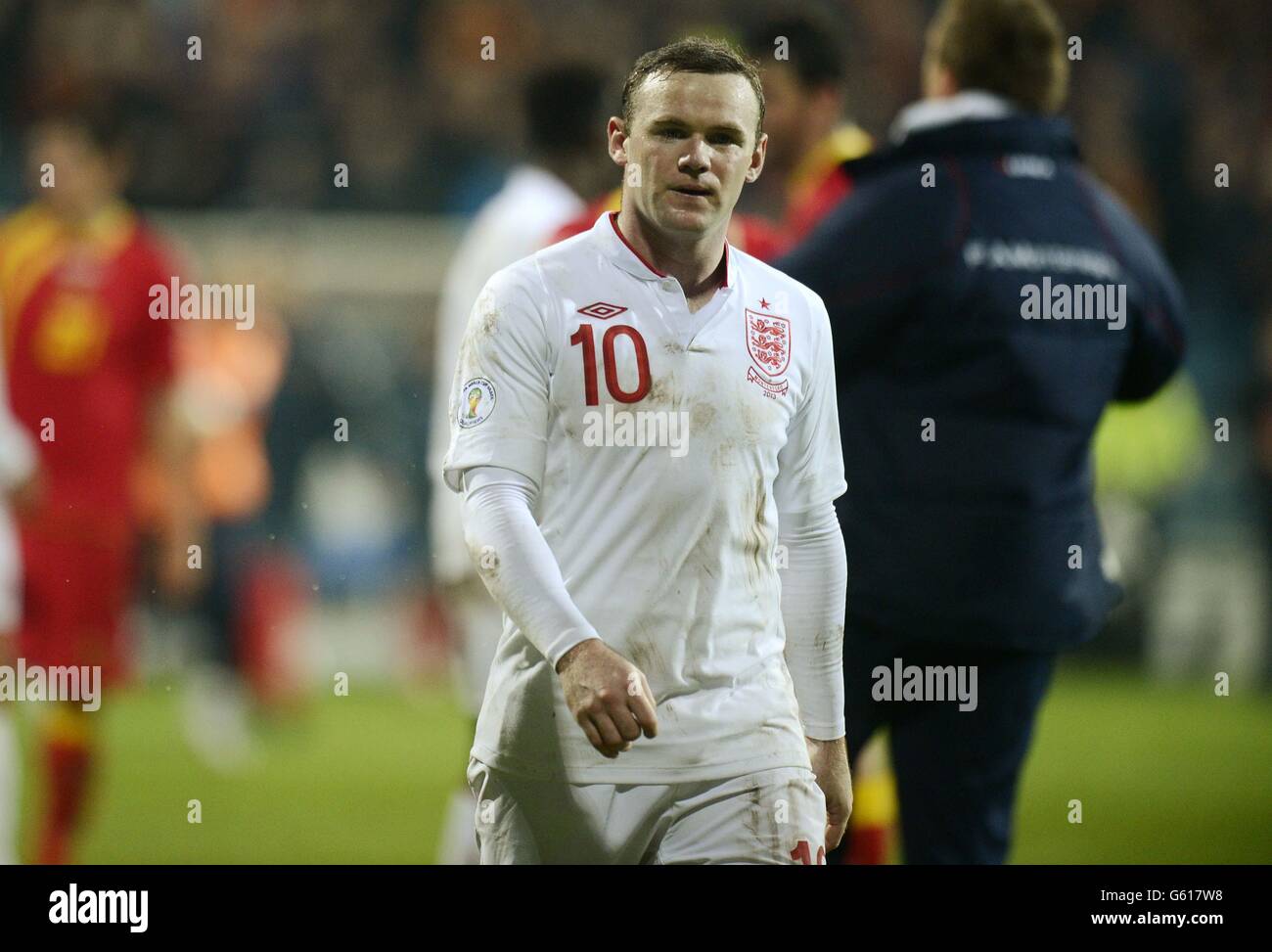 Soccer - 2014 World Cup Qualifier - Group H - Montenegro v England - City Stadium. England's Wayne Rooney leaves the pitch following the FIFA World Cup Qualifying, Group H match at the City Stadium, Podgorica, Montenegro. Stock Photo