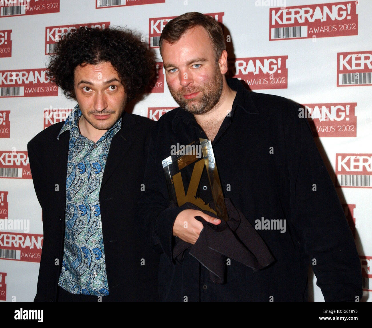 Jeremy Dyson (R) and Steve Pemberton from the League of Gentlemen arriving at the Hilton Park Lane Hotel in London for the Kerrang! Awards. Stock Photo
