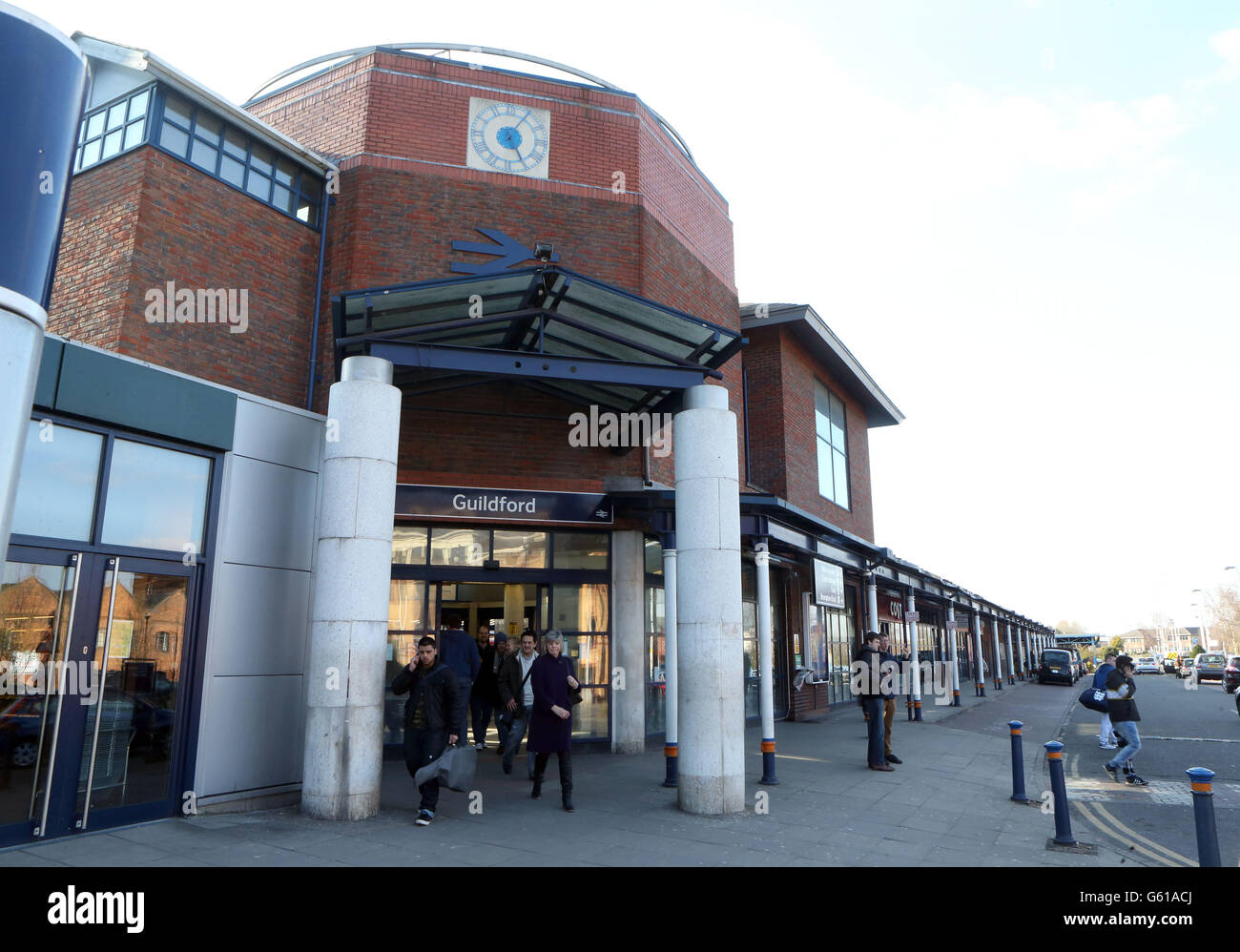 A general view of Guildford railway station in Guildford, Surrey where 22-year-old Ryan Harrison died after being hit by a train following an altercation with a number of other men. Stock Photo