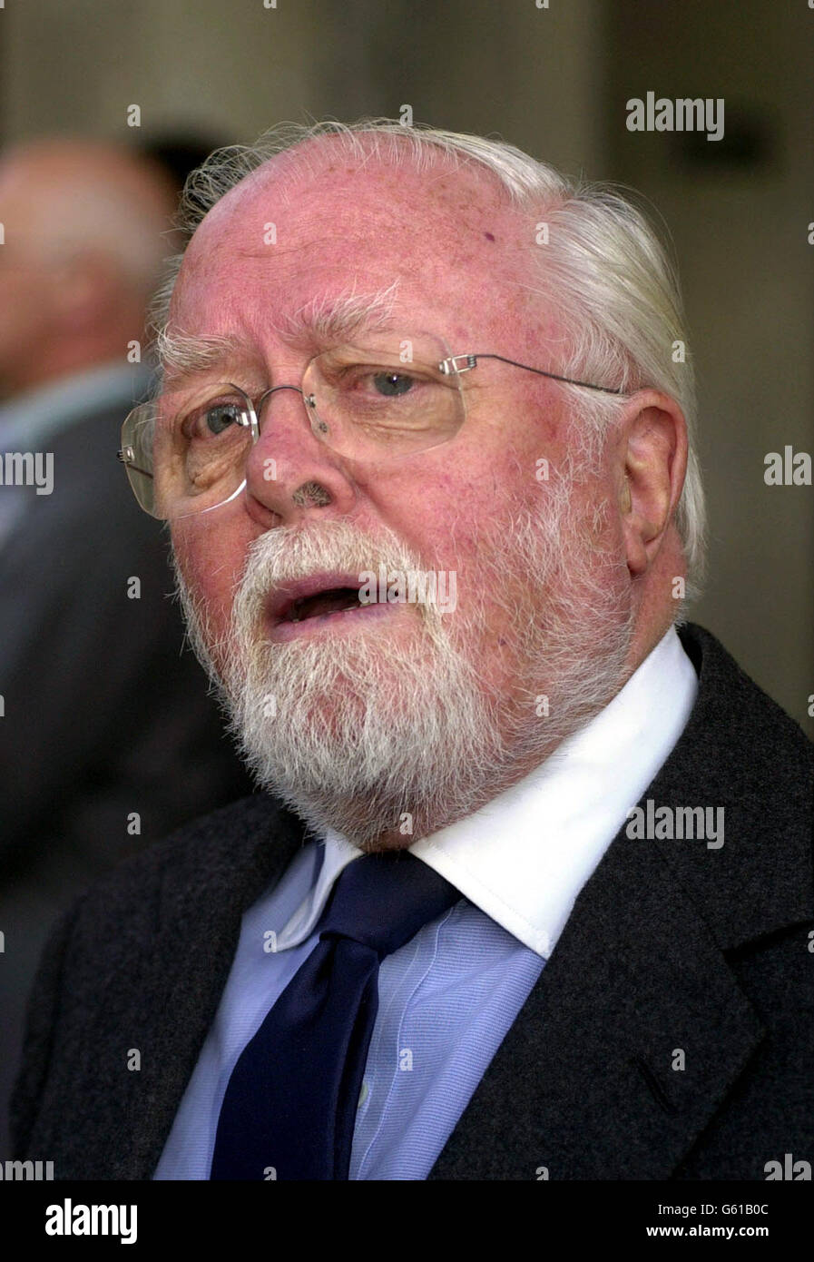 Lord Richard Attenborough arrives at St Martin-In-The-Fields in central London, for the memorial service for actor John Thaw. Around 800 people gathered to remember the actor most famous for playing Inspector Morse, who died in 2001. Stock Photo
