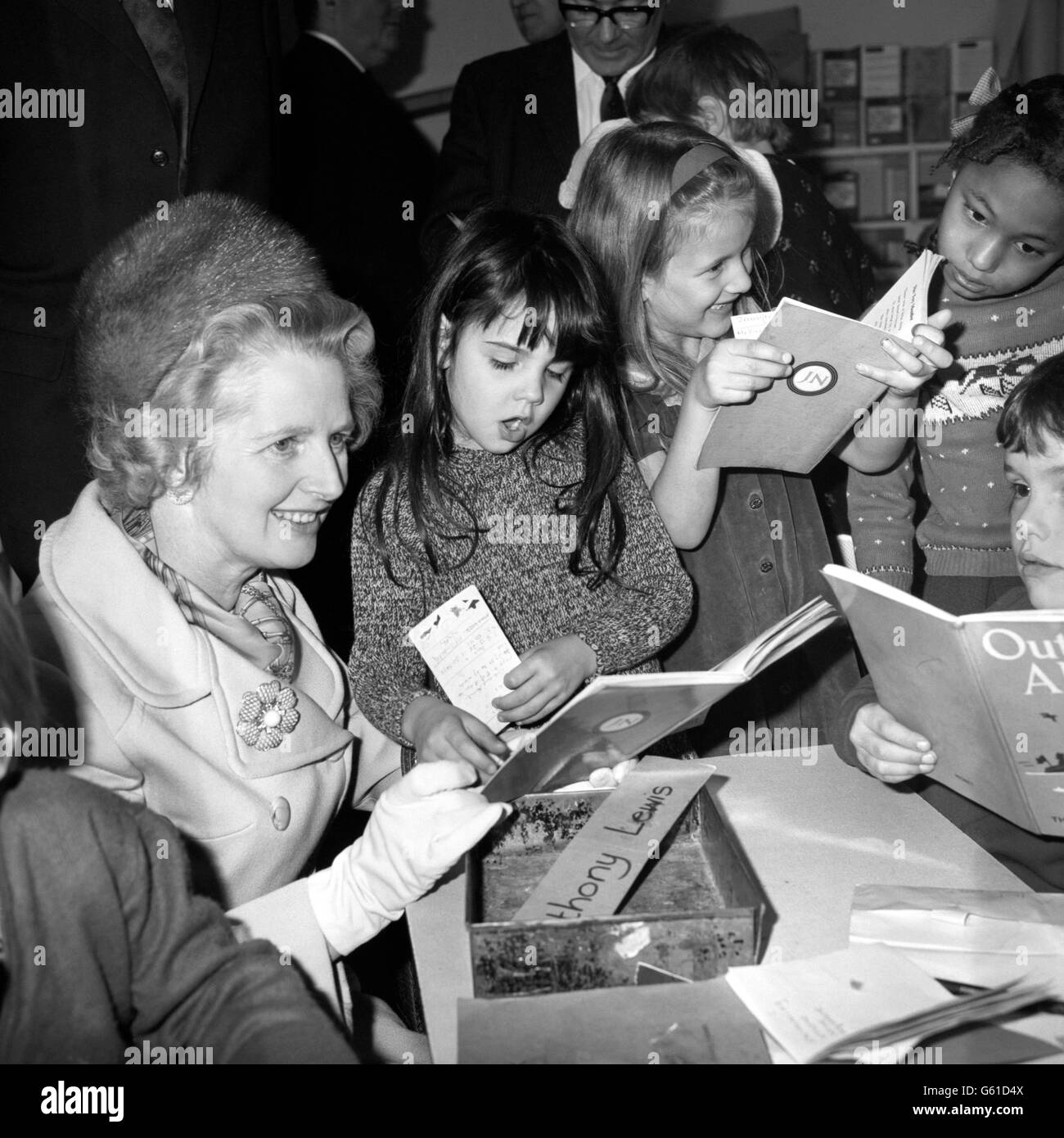 Politics - Margaret Thatcher - School Visit - 1970 Stock Photo