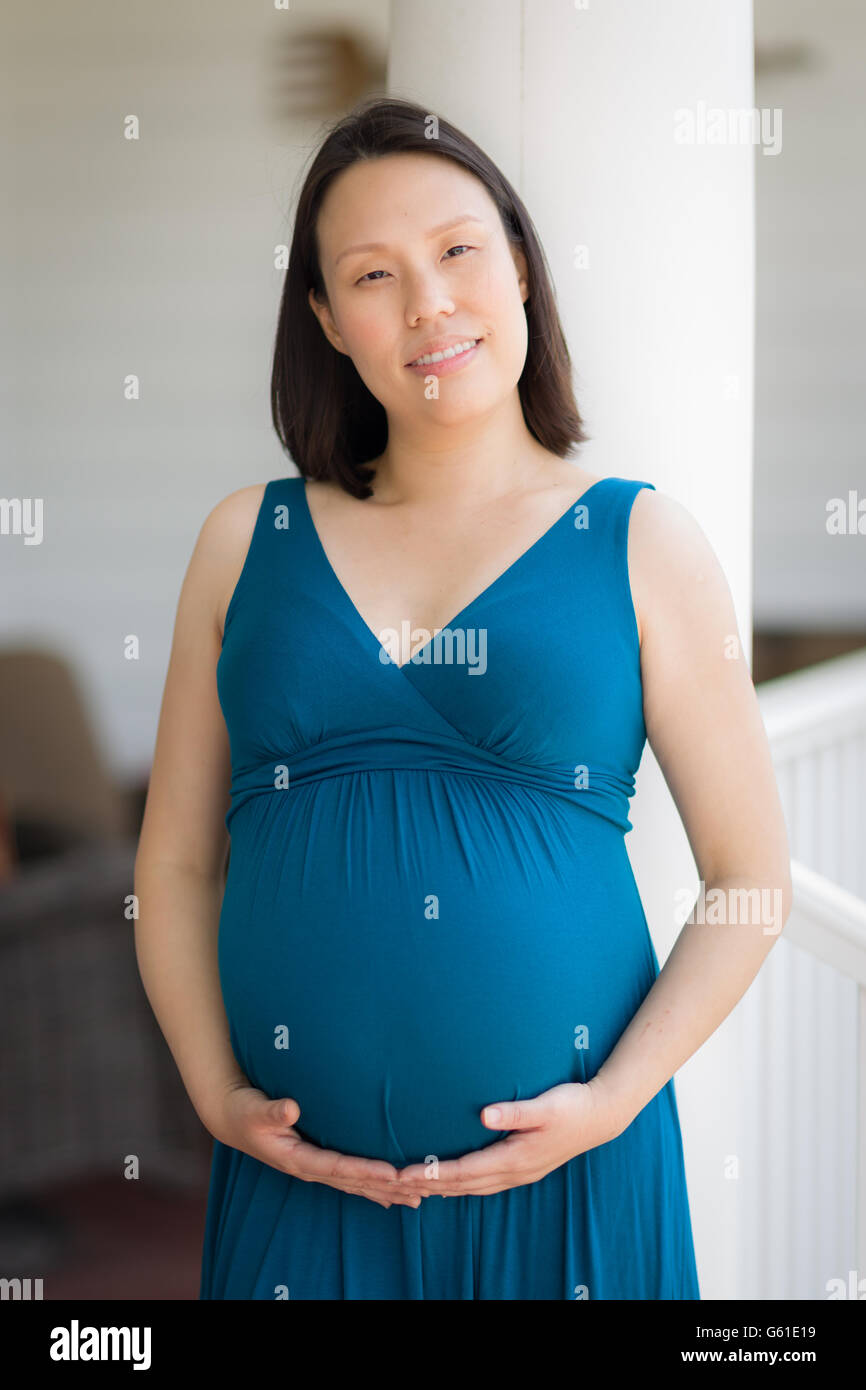 Portrait Happy Young Pregnant Chinese Stock Photos & Portrait Happy