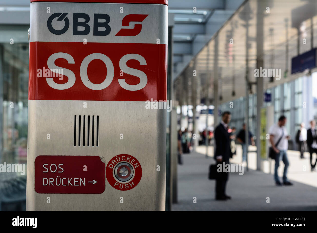 SOS telephone station Wien Praterstern, Wien, Vienna, Austria, Wien, 02. Stock Photo