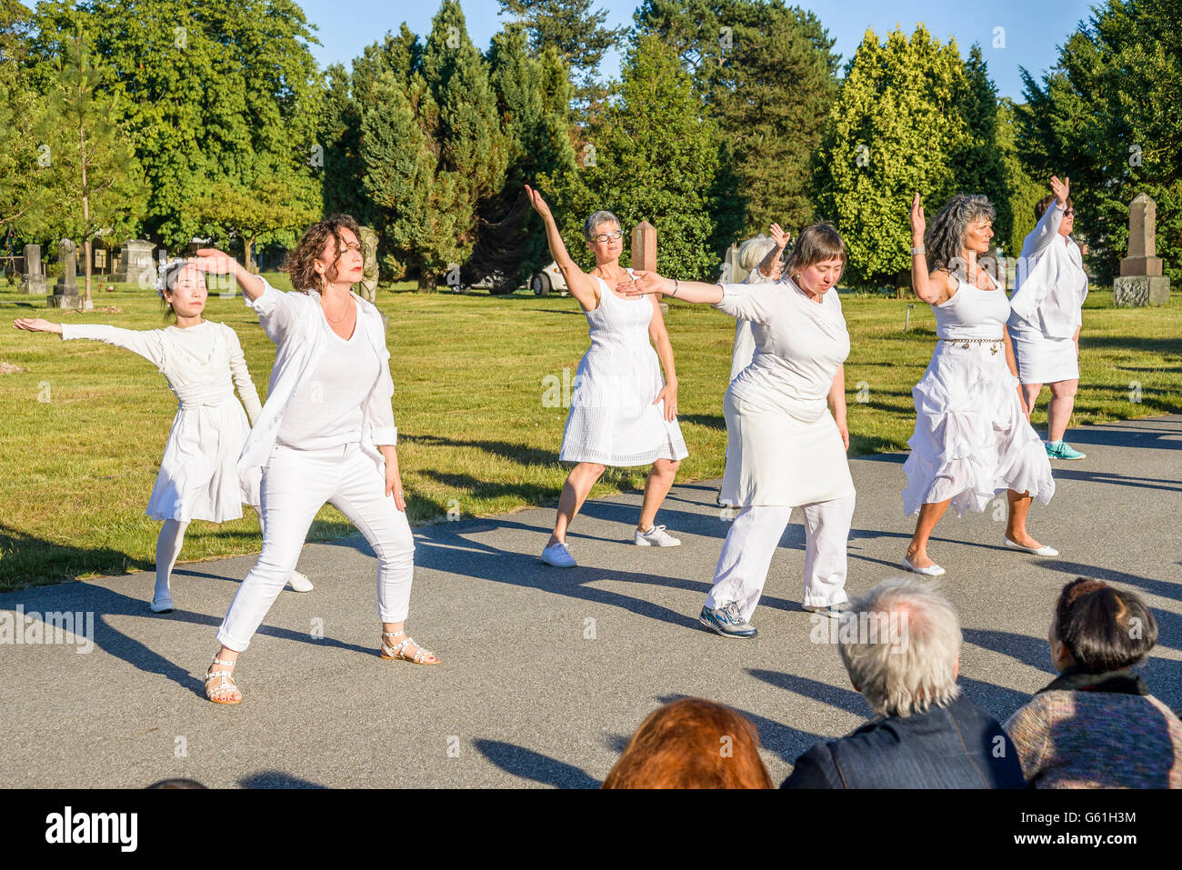 Summer Solstice Celebration at Mountain View Cemetery, Vancouver, British Columbia, Canada, Stock Photo