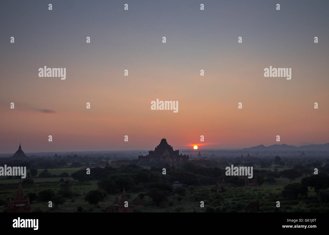 Sunrise landscape in Bagan Burma Stock Photo
