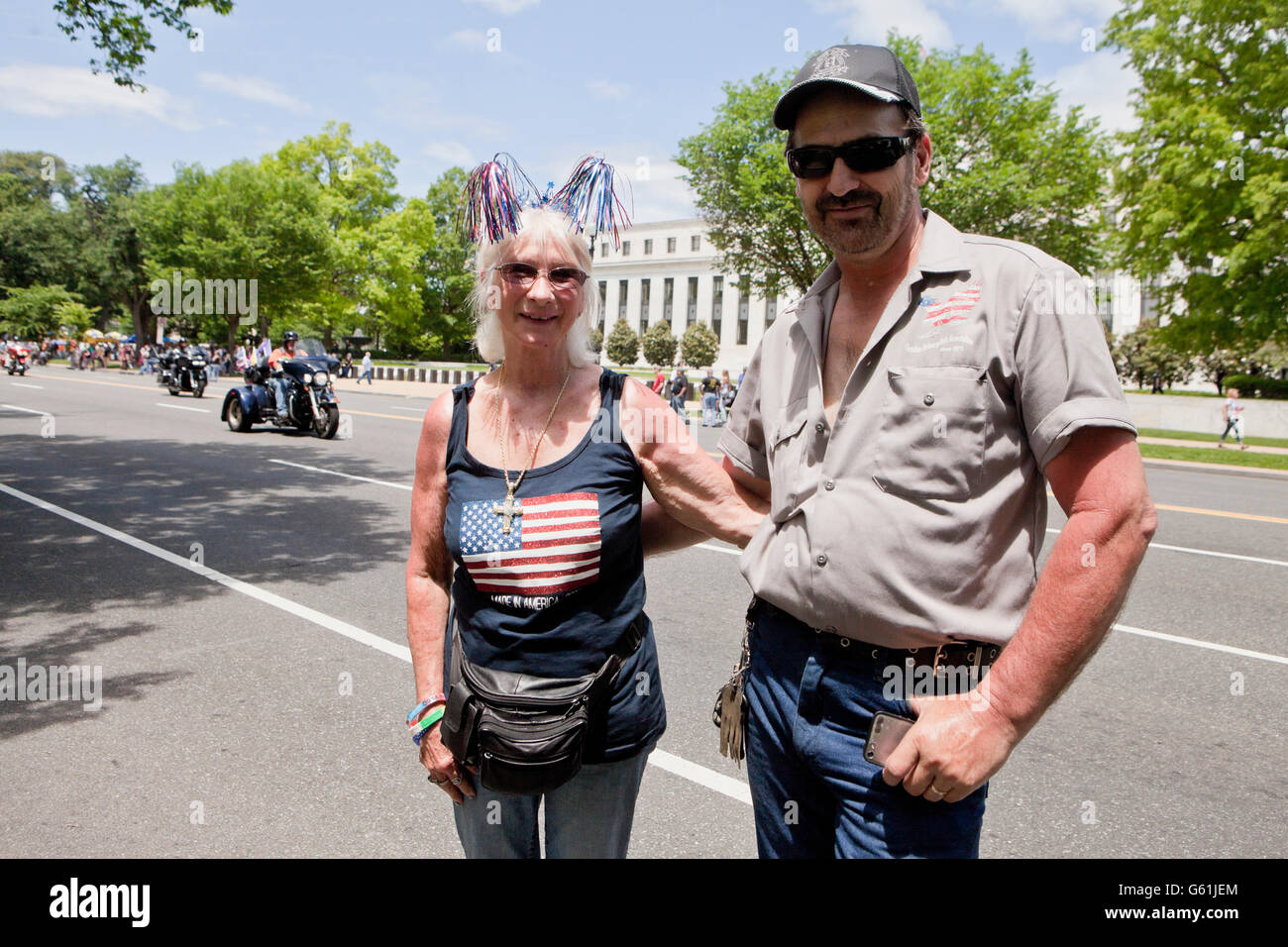 Patriotic couple during Memorial Day weekend - Washington, DC USA Stock Photo
