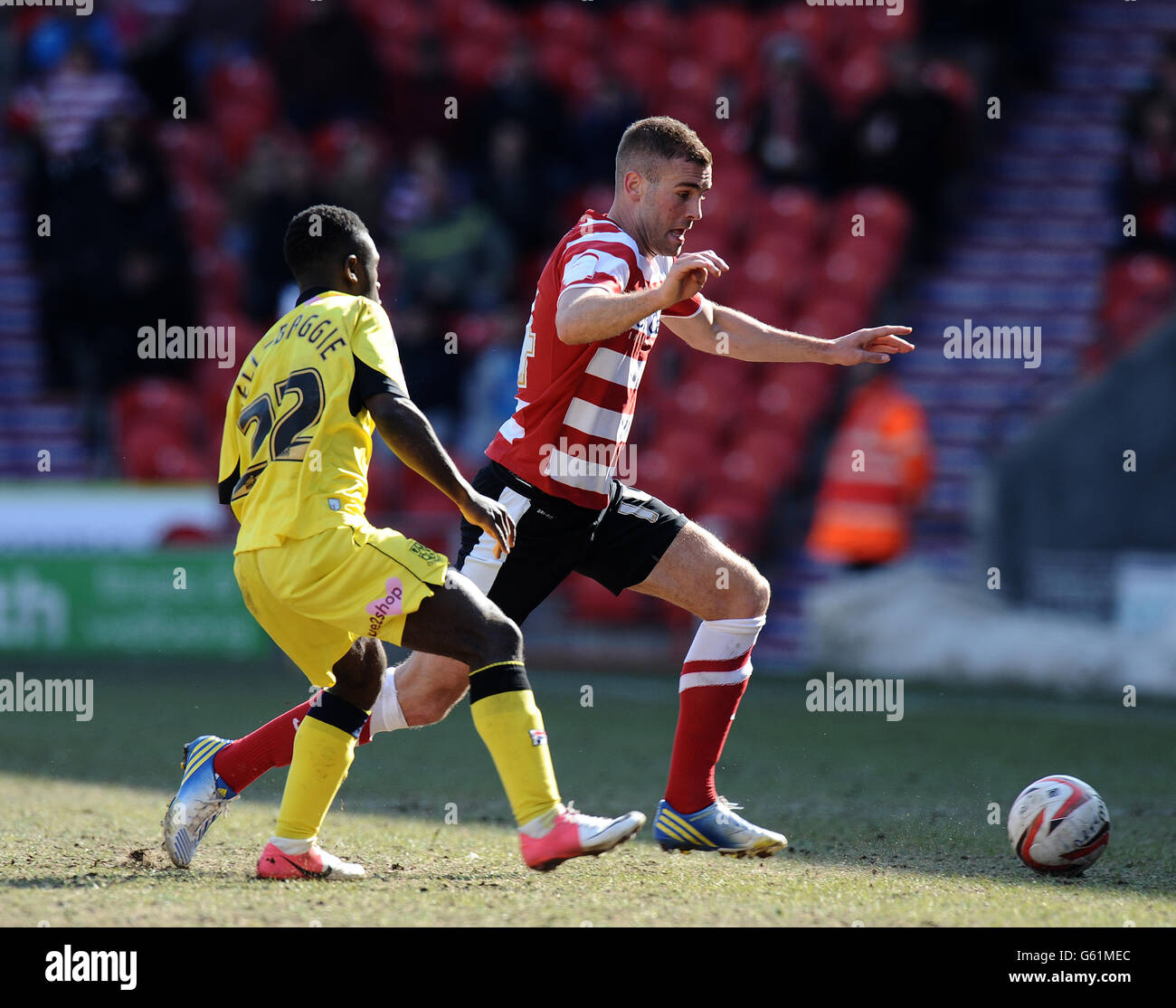 Doncaster Rovers Tommy Spurr And Tranmere Rovers Abdula Bell Baggie Hi ...