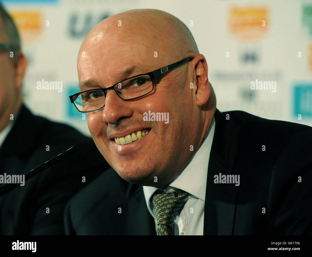 Soccer Leeds United Press Conference Elland Road Stock Photo Alamy