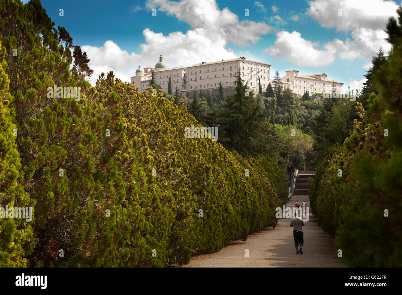 Monte Cassino Abbey as seen from the Polish Cemetery, Cassino, Lazio, Italy, Europe Stock Photo