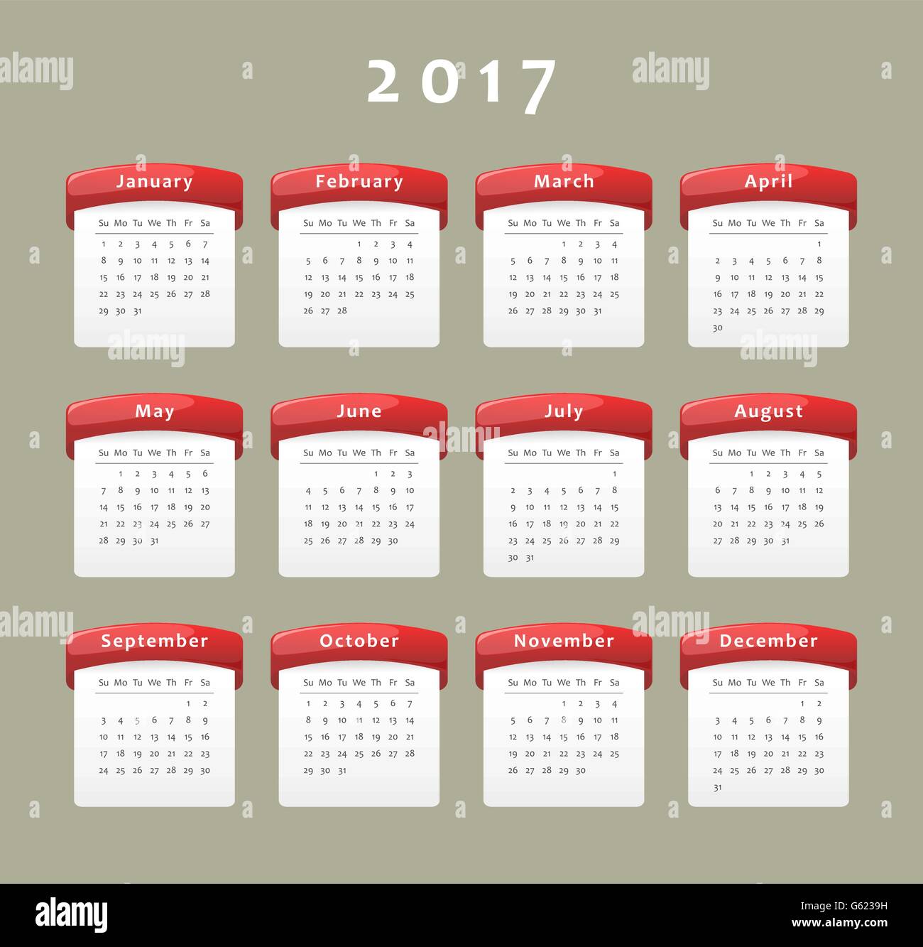 2017 calendar october Stock Vector Images - Alamy