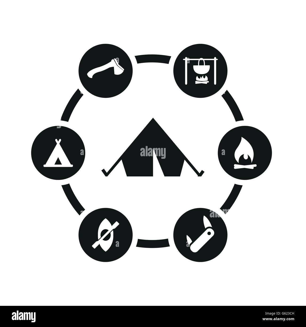 Vector black camping icon set Stock Vector Image & Art - Alamy