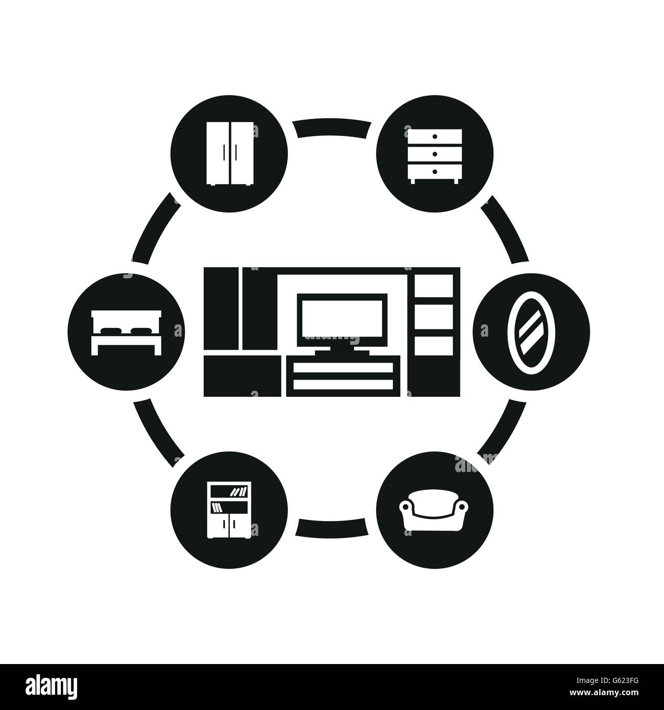 Vector black furniture icon set Stock Vector Image & Art - Alamy