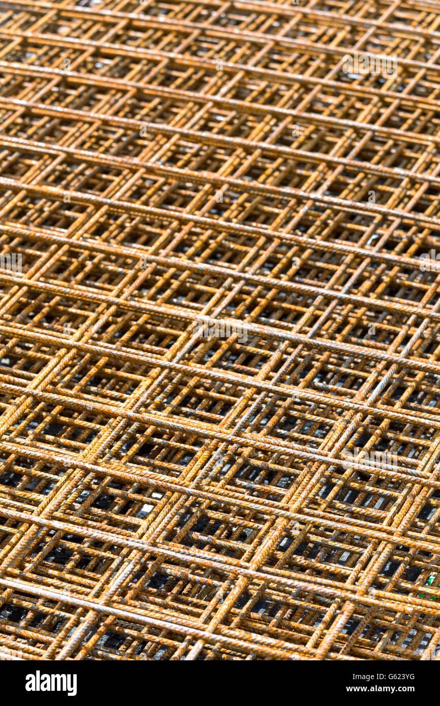 Stack of steel rebar grids for reinforcing concrete Stock Photo - Alamy