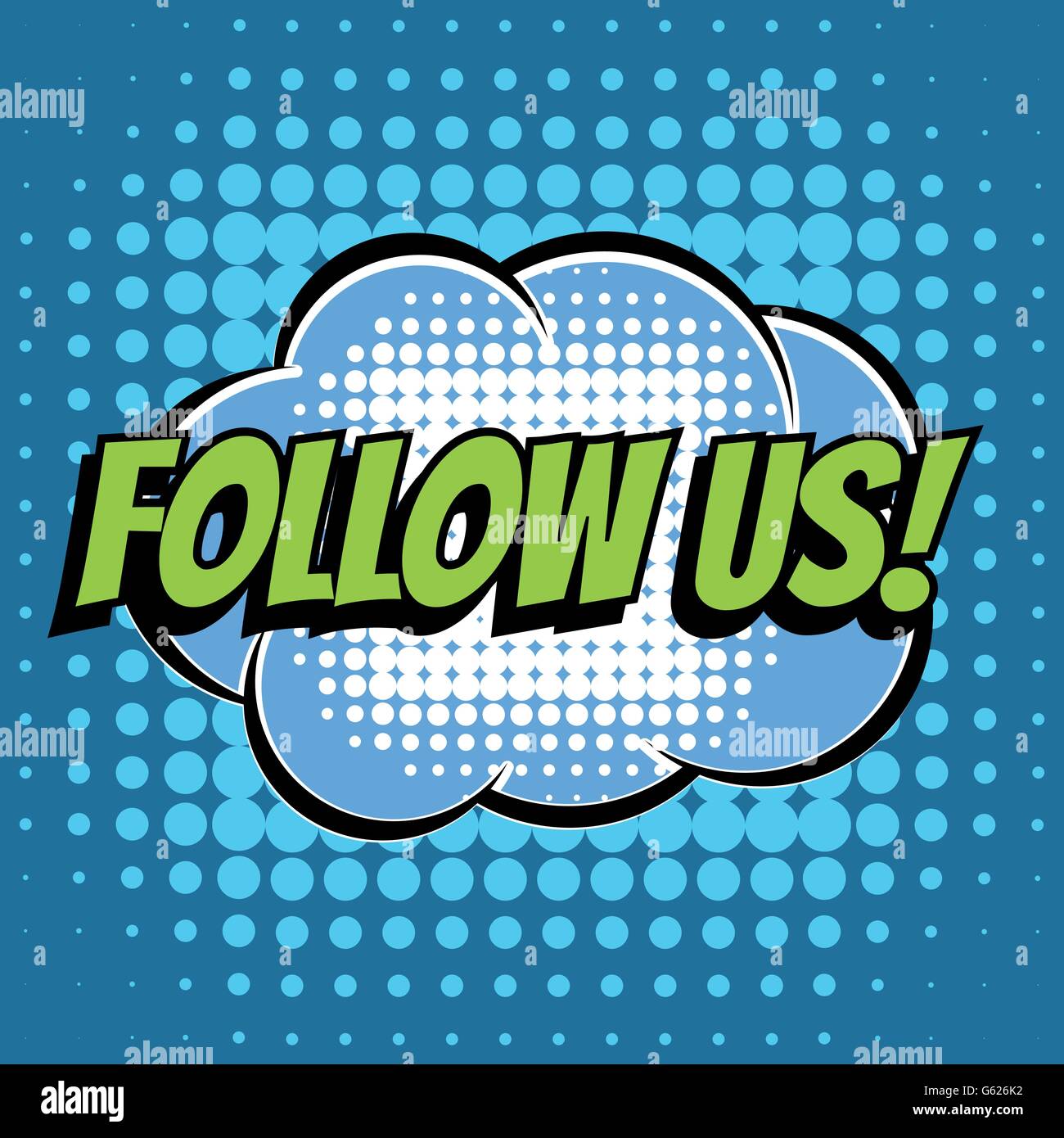 Follow us comic book bubble text retro style Stock Vector Image & Art
