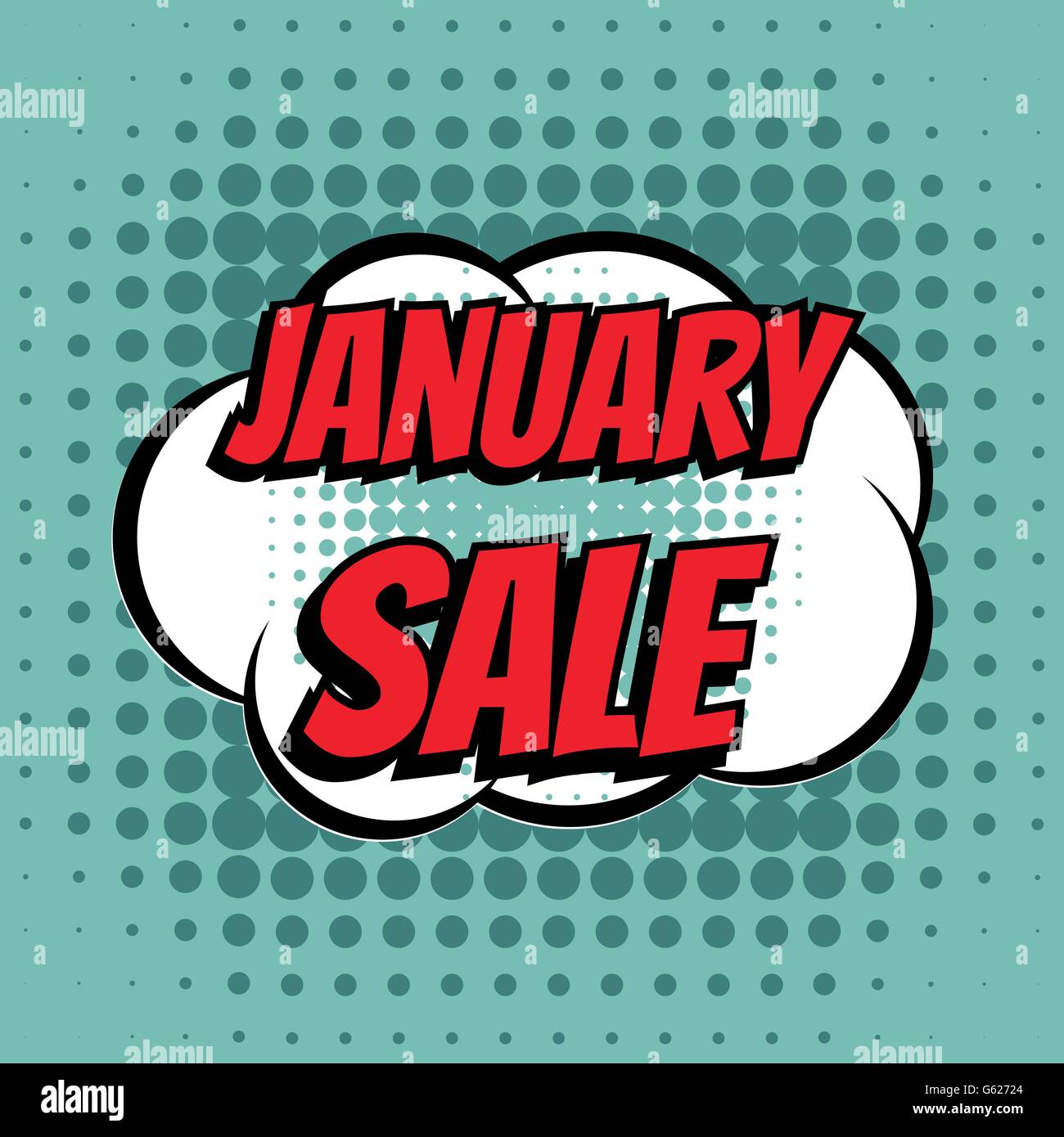 January sale comic book bubble text retro style Stock Vector Image