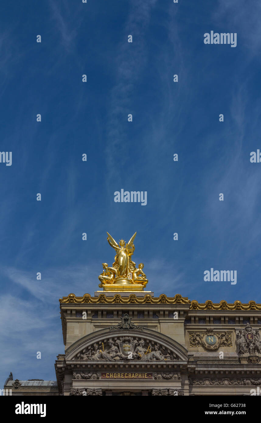 Golden statue in Paris Opera Stock Photo
