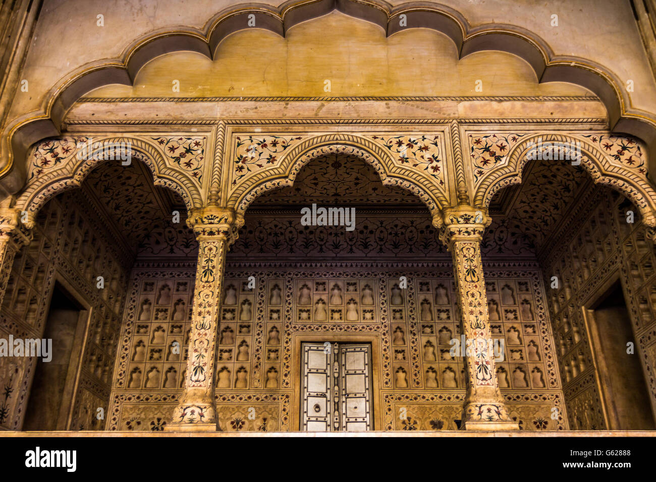 Walls inside Agra fort in India Stock Photo