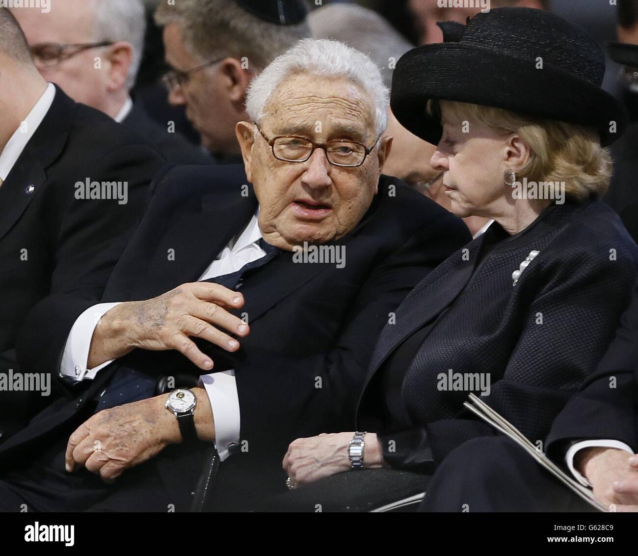 Henry Kissinger attends the funeral service of Baroness Thatcher at St Paul's Cathedral, in London. Stock Photo