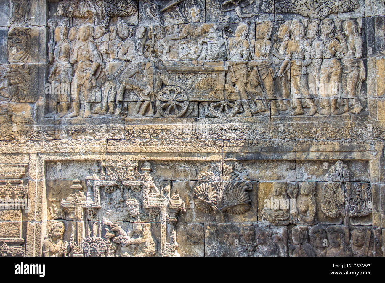 Java Carvings Carvings in Borobudur temple Java Indonesia Stock Photo - Alamy