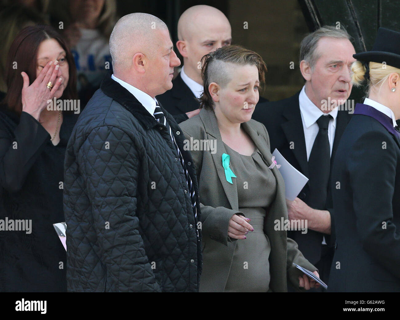 Shirley Anderson (centre), mother of Jade Anderson leaves St Clements