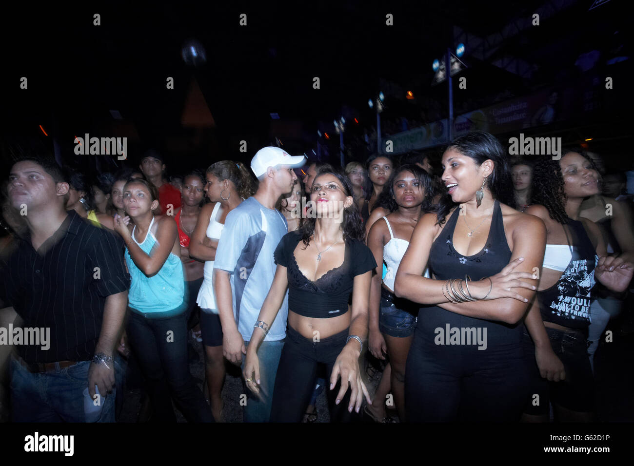 A wild rave or Aparelhagem party in a giant warehouse in Belem, Para, Brazil Stock Photo