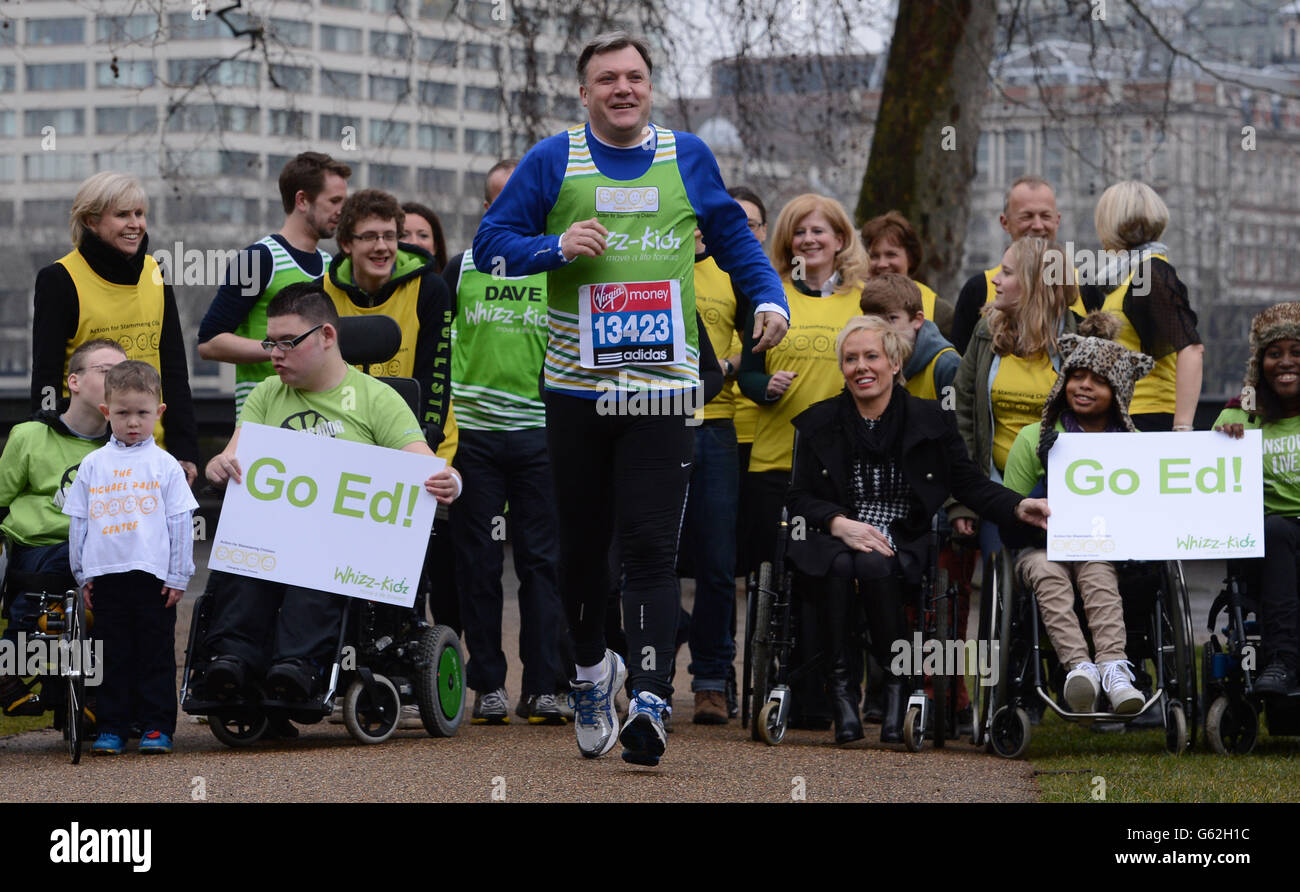 Ed Balls prepares for London Marathon Stock Photo