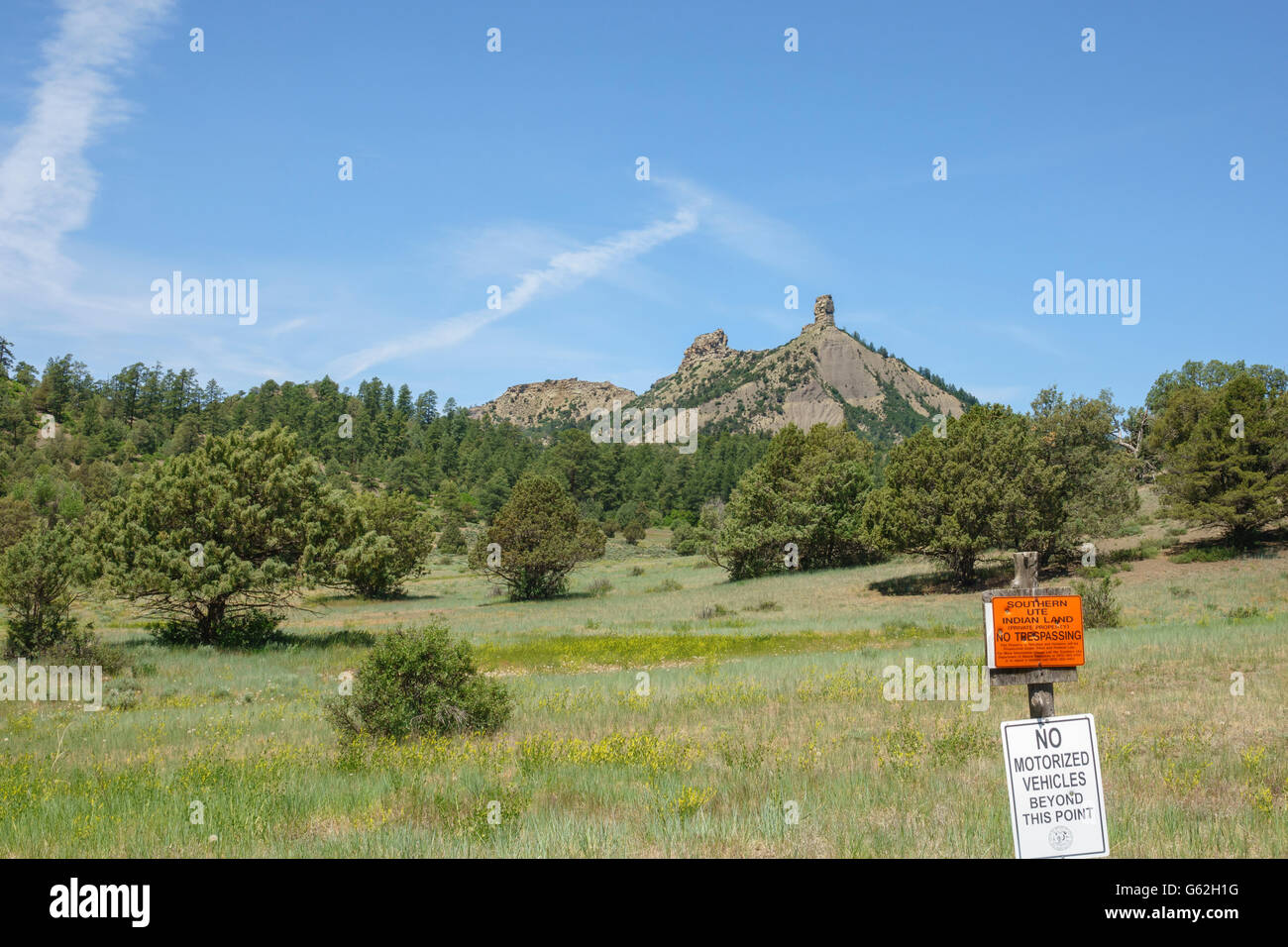Chimney Rock near Pagosa Springs, Colorado,Southern Ute Indian land Stock Photo