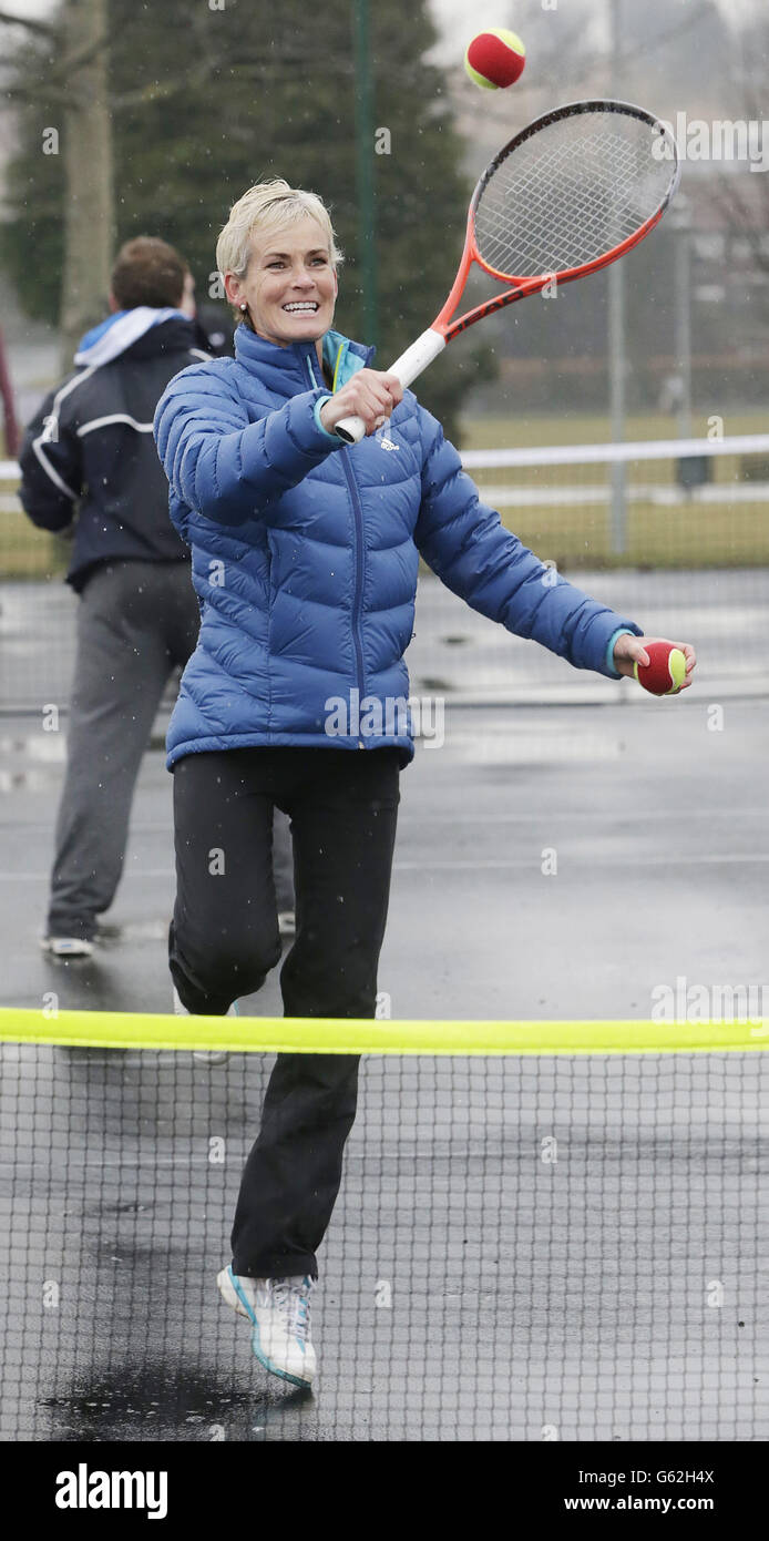 Judy Murray, opens the newlyrefurbished tennis courts at Drumchapel Park in Glasgow Stock Photo