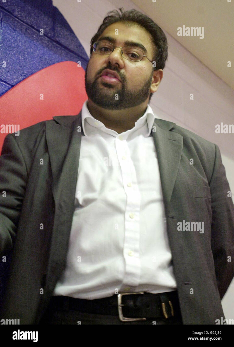 Doctor Imran Waheed, organiser of the Beyond September 11th muslim rally at London Arena, where calls were made for all muslims to abide by their own culture, abandoning the Western way of culture, the event was attended by approximately 8000 Muslims. Stock Photo