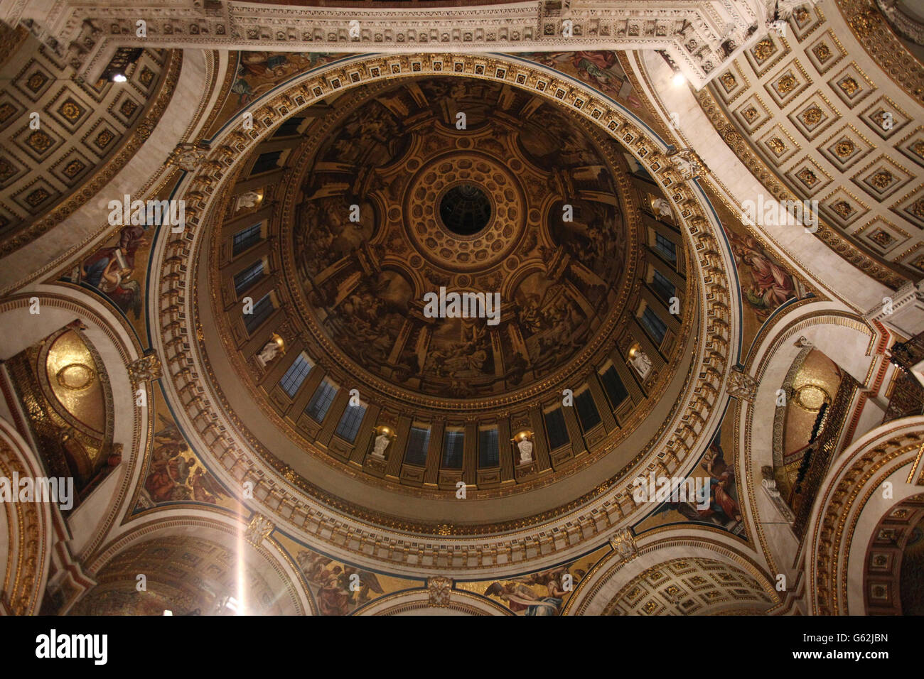 An interior view of the dome of St Paul's Cathedral in the City of London Stock Photo