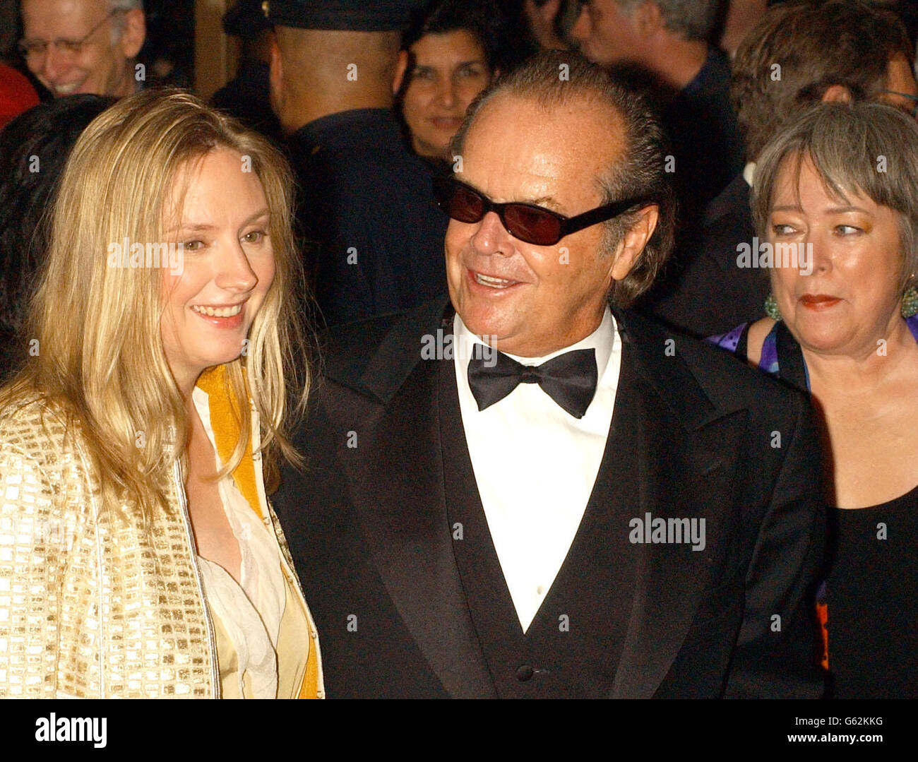 Actors, from left to right; Hope Davis, Jack Nicholson and Kathy Bates arrive for the film premiere of 'About Schmidt' during the opening of the 40th New York Film Festival at the Lincoln Center in New York. Stock Photo