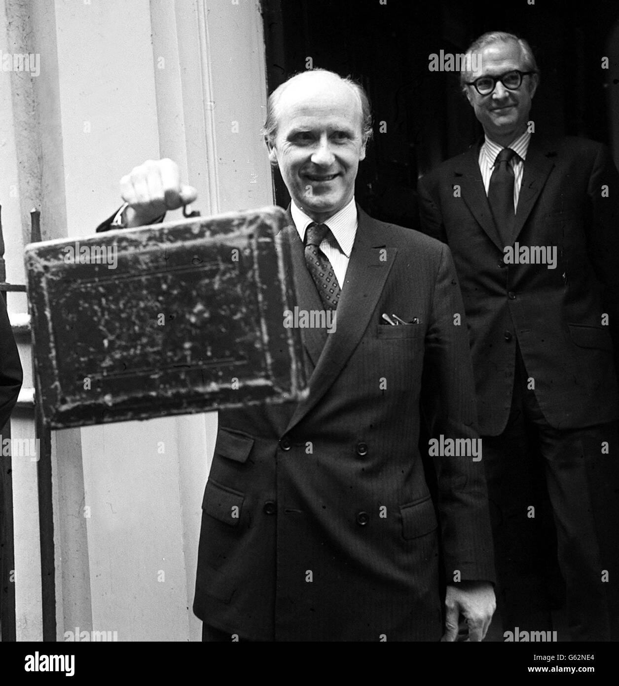 Mr Anthony Barber, the Chancellor of the Exchequer, carrying his despatch case as he left no 11 Downing Street to present his budget to Parliament. Stock Photo