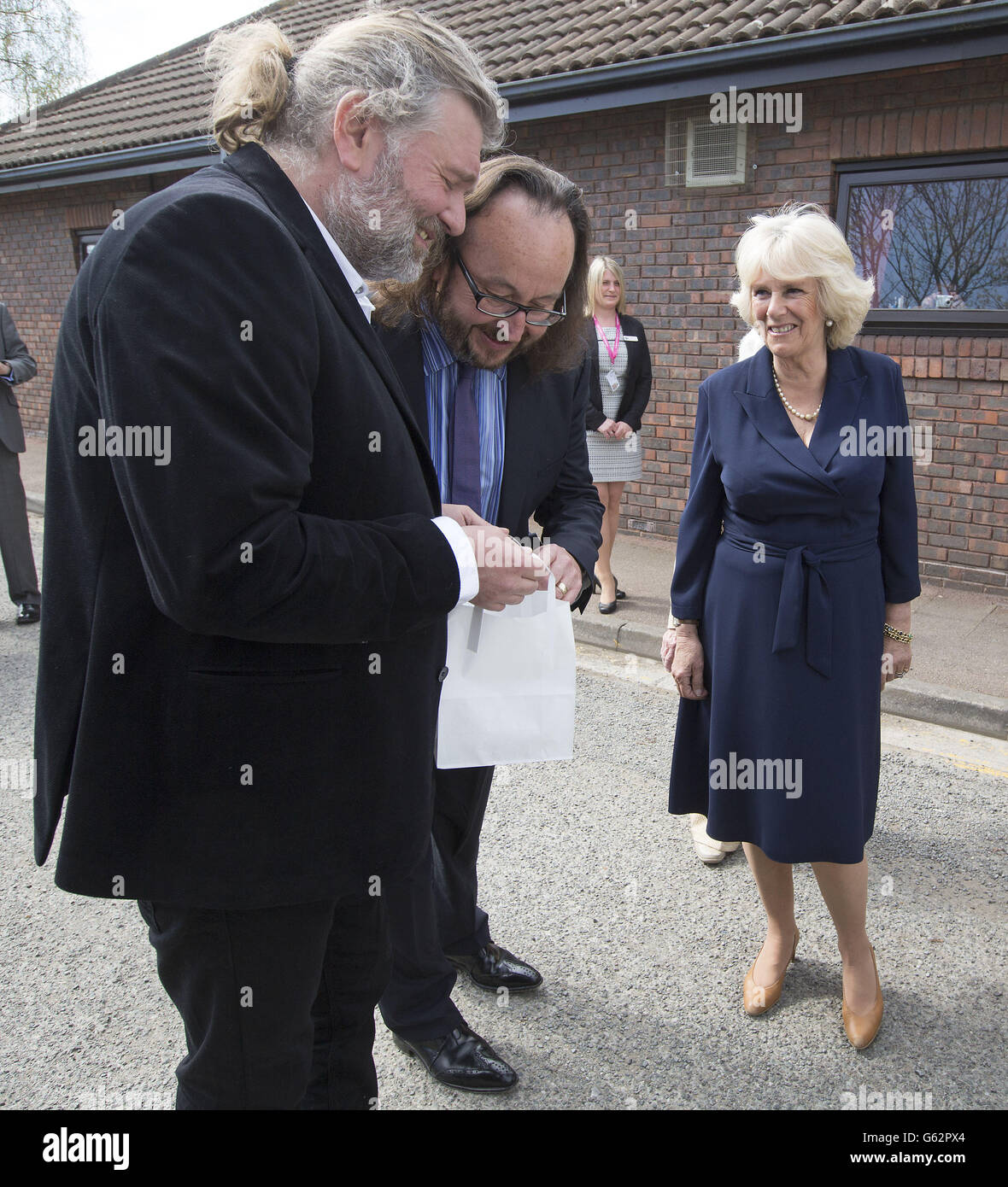 Duchess of Cornwall walks with celebrity chefs known as the Hairy