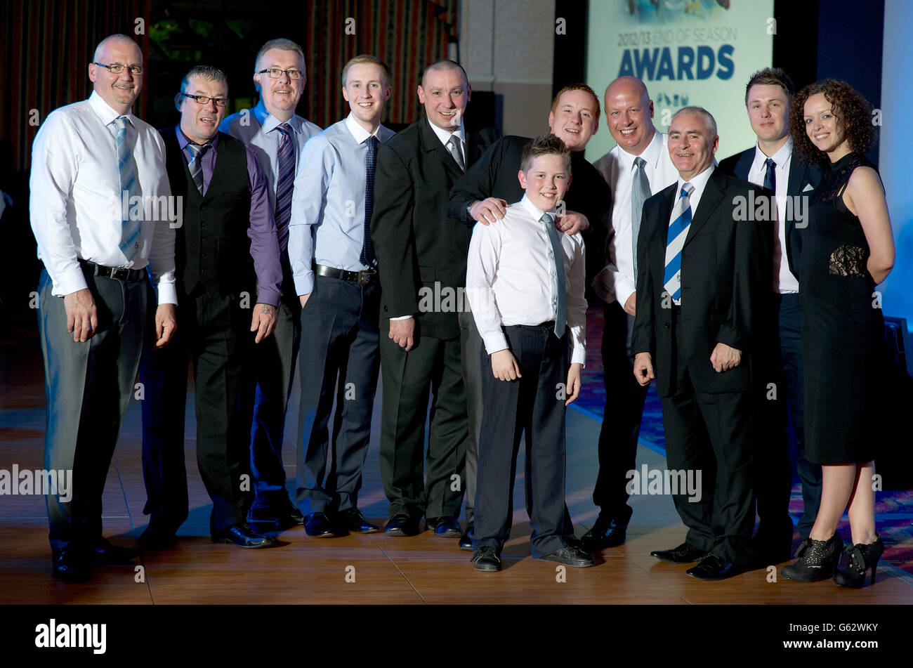 Guests pose for a photo at the Coventry City awards dinner at the Royal Court Hotel. Stock Photo