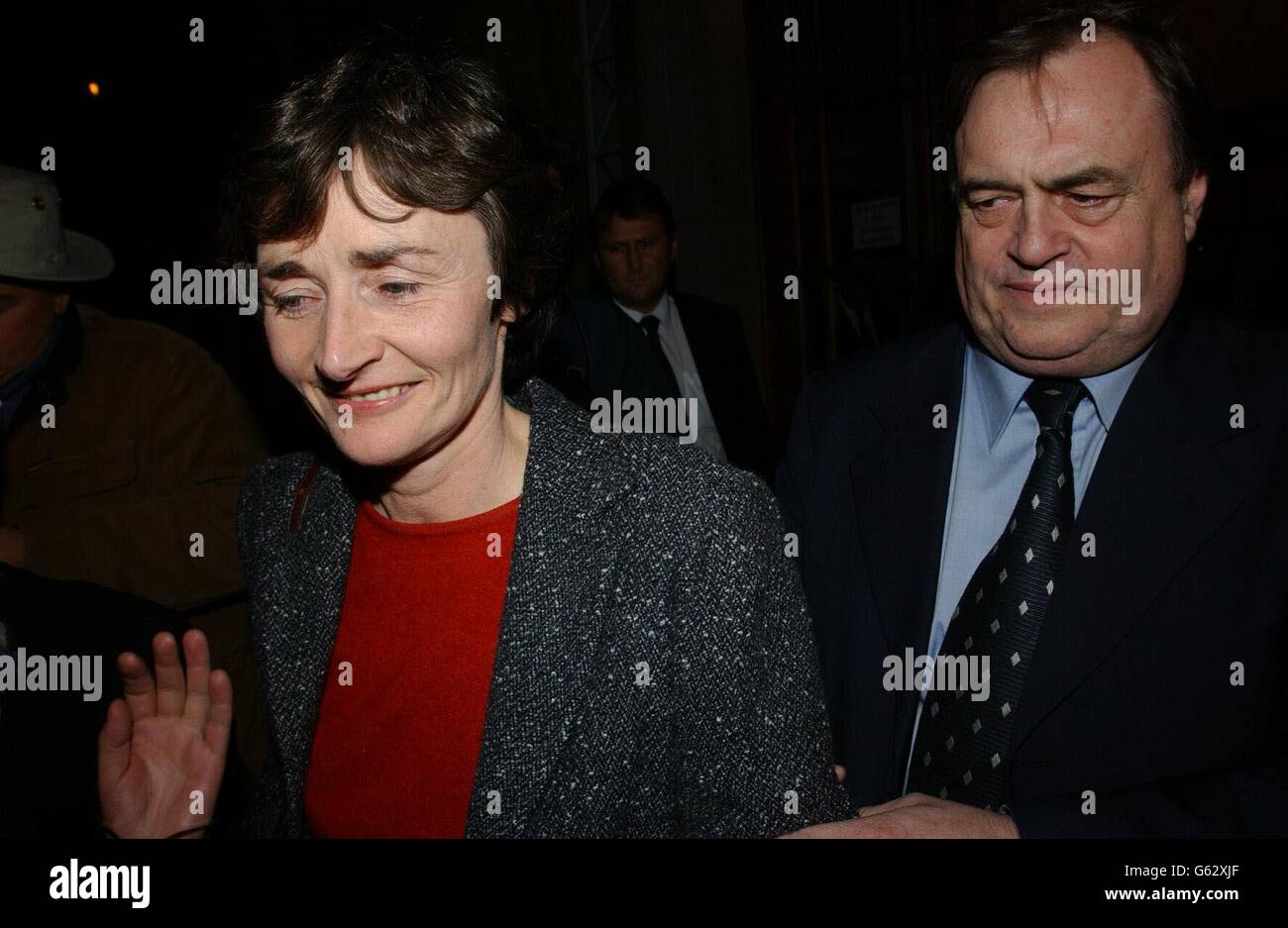 Estelle Morris leaves the Department of Education with Deputy Prime Minister John Prescott after her resignation from the post of Education Secretary. Ms Morris' resignation comes after a difficult summer and autumn dominated by the A-levels controversy. Stock Photo