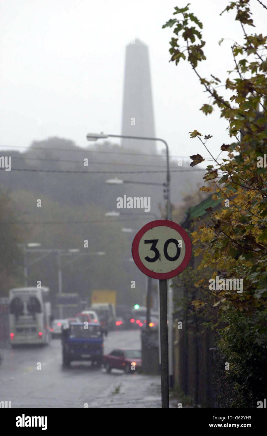 A speed limit sign on the Chapelizod Road, Dublin, Republic of Ireland, as Ireland prepares to introduce penalty points for speeding for the first time at the end of the month. * Irish transport minister Seamus Brennan insisted a new penalty points system for speeding drivers would begin this week. He dismissed claims that officers would not be able to implement the initiative from Thursday because they had not been adequately briefed. Stock Photo